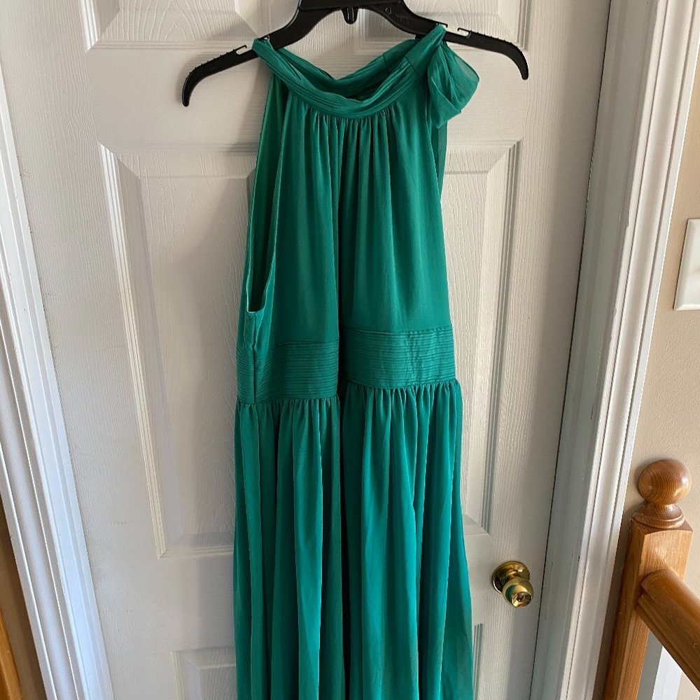 Green Tied Halter Neck Gown